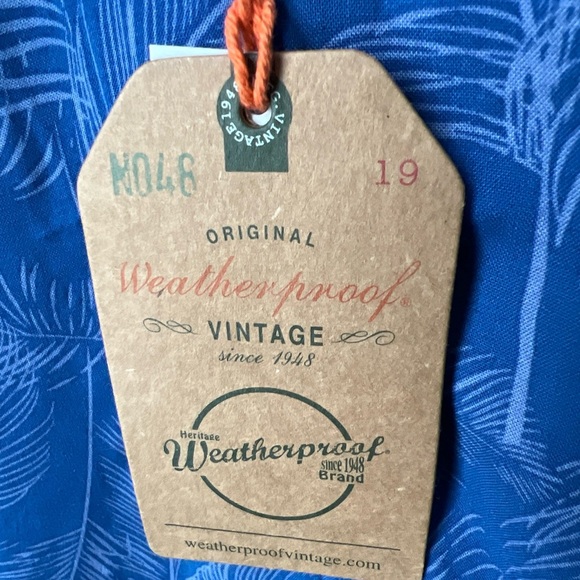 Weatherproof Vintage Navy Tropical Short Sleeve Button Up Shirt Size S NWT $60 - Picture 4 of 6